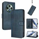 For OPPO Reno12 F 5G / 4G / F27 5G India Line Splicing Buckle Retro Leather Phone Case(Dark Blue) - 1