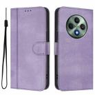 For OPPO Reno12 F 5G / 4G / F27 5G India Line Splicing Buckle Retro Leather Phone Case(Purple) - 2