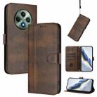 For OPPO Reno12 F 5G / 4G / F27 5G India Line Splicing Buckle Retro Leather Phone Case(Brown) - 1