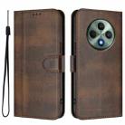 For OPPO Reno12 F 5G / 4G / F27 5G India Line Splicing Buckle Retro Leather Phone Case(Brown) - 2
