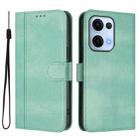 For OPPO Reno13 5G Global Line Splicing Buckle Retro Leather Phone Case(Mint) - 2