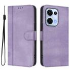 For OPPO Reno13 5G Global Line Splicing Buckle Retro Leather Phone Case(Purple) - 2
