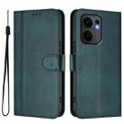 For OPPO Reno13 F 5G Global / 4G India Line Splicing Buckle Retro Leather Phone Case(Dark Green) - 2