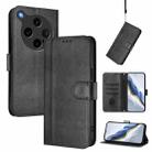 For OPPO Find X8 Ultra 5G Line Splicing Buckle Retro Leather Phone Case(Black) - 1