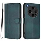 For OPPO Find X8 Ultra 5G Line Splicing Buckle Retro Leather Phone Case(Dark Green) - 2