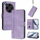 For OPPO Find X8 Ultra 5G Line Splicing Buckle Retro Leather Phone Case(Purple) - 1