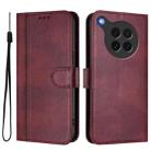 For OPPO Find X8s 5G Line Splicing Buckle Retro Leather Phone Case(Wine Red) - 2