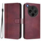 For OPPO Find X8s+ 5G Line Splicing Buckle Retro Leather Phone Case(Wine Red) - 2