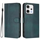 For OPPO Reno14 Global Line Splicing Buckle Retro Leather Phone Case(Dark Green) - 2