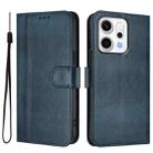 For OPPO Reno14 Global Line Splicing Buckle Retro Leather Phone Case(Dark Blue) - 2