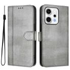 For OPPO Reno14 Pro Global Line Splicing Buckle Retro Leather Phone Case(Grey) - 2