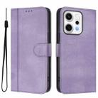 For OPPO Reno14 Pro Global Line Splicing Buckle Retro Leather Phone Case(Purple) - 2