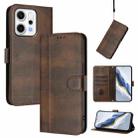 For OPPO Reno14 Pro Global Line Splicing Buckle Retro Leather Phone Case(Brown) - 1