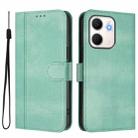 For OPPO A5x 5G / 4G Global Line Splicing Buckle Retro Leather Phone Case(Mint) - 2