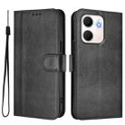 For OPPO A5x 5G / 4G Global Line Splicing Buckle Retro Leather Phone Case(Black) - 2