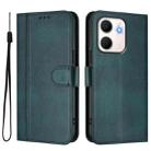 For OPPO A5x 5G / 4G Global Line Splicing Buckle Retro Leather Phone Case(Dark Green) - 2