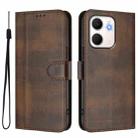 For OPPO A5x 5G / 4G Global Line Splicing Buckle Retro Leather Phone Case(Brown) - 2