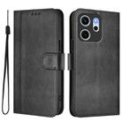 For OPPO Reno14 F 5G Line Splicing Buckle Retro Leather Phone Case(Black) - 2