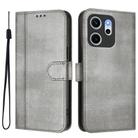 For OPPO Reno14 F 5G Line Splicing Buckle Retro Leather Phone Case(Grey) - 2