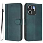 For OPPO Reno14 F 5G Line Splicing Buckle Retro Leather Phone Case(Dark Green) - 2
