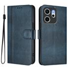 For OPPO Reno14 F 5G Line Splicing Buckle Retro Leather Phone Case(Dark Blue) - 2