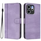 For OPPO Reno14 F 5G Line Splicing Buckle Retro Leather Phone Case(Purple) - 2