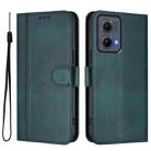 For Motorola Edge 5G 2024 Line Splicing Buckle Retro Leather Phone Case(Dark Green) - 2