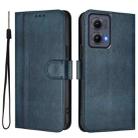 For Motorola Edge 5G 2024 Line Splicing Buckle Retro Leather Phone Case(Dark Blue) - 2
