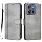 For Motorola Edge 5G 2025 Line Splicing Buckle Retro Leather Phone Case(Grey) - 2