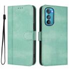For Motorola Edge 30 Line Splicing Buckle Retro Leather Phone Case(Mint) - 2