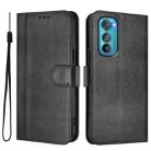 For Motorola Edge 30 Line Splicing Buckle Retro Leather Phone Case(Black) - 2