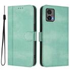 For Motorola Edge 30 Neo Line Splicing Buckle Retro Leather Phone Case(Mint) - 2