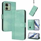 For Motorola Edge 40 5G Global Line Splicing Buckle Retro Leather Phone Case(Mint) - 1