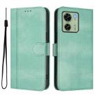 For Motorola Edge 40 5G Global Line Splicing Buckle Retro Leather Phone Case(Mint) - 2