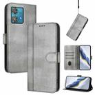 For Motorola Edge 40 Neo 5G Line Splicing Buckle Retro Leather Phone Case(Grey) - 1