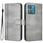 For Motorola Edge 40 Neo 5G Line Splicing Buckle Retro Leather Phone Case(Grey) - 2