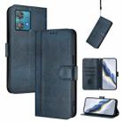 For Motorola Edge 40 Neo 5G Line Splicing Buckle Retro Leather Phone Case(Dark Blue) - 1