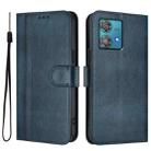 For Motorola Edge 40 Neo 5G Line Splicing Buckle Retro Leather Phone Case(Dark Blue) - 2
