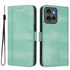 For Motorola Edge 50 5G Global Line Splicing Buckle Retro Leather Phone Case(Mint) - 2