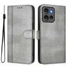 For Motorola Edge 50 5G Global Line Splicing Buckle Retro Leather Phone Case(Grey) - 2