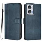 For Motorola Edge 50 Fusion 5G / Moto G85 Line Splicing Buckle Retro Leather Phone Case(Dark Blue) - 2