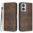 For Motorola Edge 50 Fusion 5G / Moto G85 Line Splicing Buckle Retro Leather Phone Case(Brown) - 2