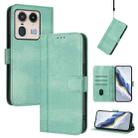For Motorola Edge 50 Ultra 5G Line Splicing Buckle Retro Leather Phone Case(Mint) - 1