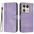 For Motorola Edge 50 Ultra 5G Line Splicing Buckle Retro Leather Phone Case(Purple) - 2