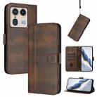 For Motorola Edge 50 Ultra 5G Line Splicing Buckle Retro Leather Phone Case(Brown) - 1