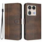 For Motorola Edge 50 Ultra 5G Line Splicing Buckle Retro Leather Phone Case(Brown) - 2