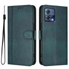 For Motorola Edge 30 Fusion / Moto S30 Pro Line Splicing Buckle Retro Leather Phone Case(Dark Green) - 2