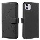 For iPhone 11 Geometric Pattern RFID Leather Phone Case(Black) - 1