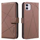 For iPhone 12 / 12 Pro Geometric Pattern RFID Leather Phone Case(Brown) - 1
