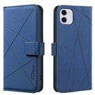 For iPhone 12 / 12 Pro Geometric Pattern RFID Leather Phone Case(Blue) - 1